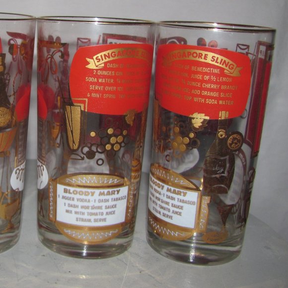 Vintage Jeannette Mid Century Modern Cocktail Bar Set 4 Glasses & Ice Bucket MCM - Picture 3 of 11